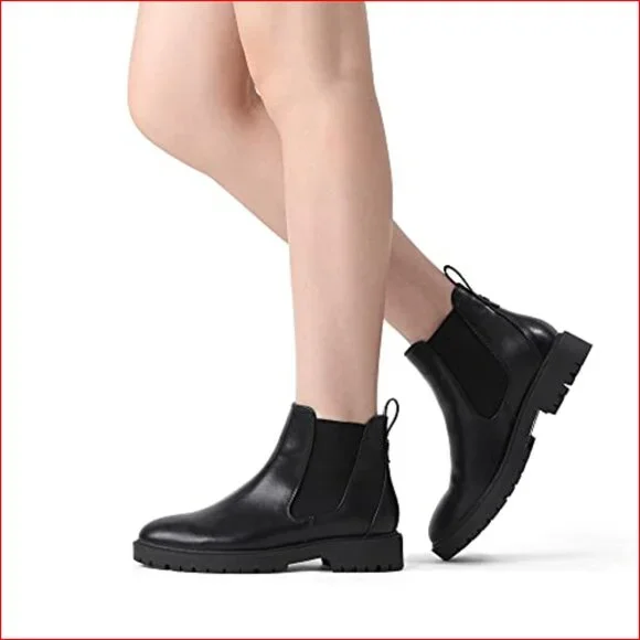 Women's Low Heel Chelsea Ankle Boots Slip On Elastic Polyurethane (PU) - Picture 6 of 7